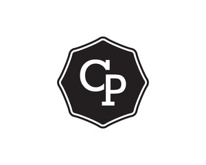CP retro initial monogram letter logo. vintage label typography