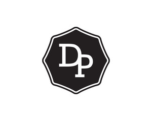 DP retro initial monogram letter logo. vintage label typography
