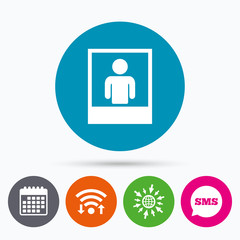 Human portrait photo frame. Selfie photography.