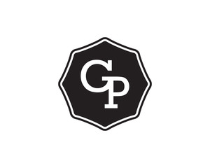 GP retro initial monogram letter logo. vintage label typography