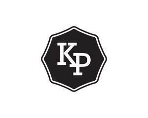 KP retro initial monogram letter logo. vintage label typography.
