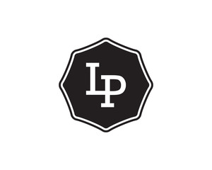 LP retro initial monogram letter logo. vintage label typography.