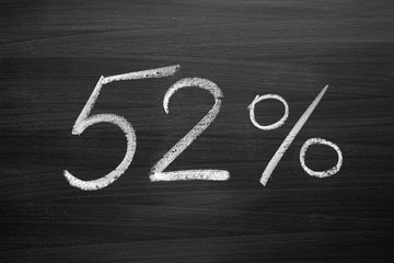 52 percent header written with a chalk on the blackboard