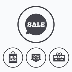 Sale speech bubble icon. Black friday symbol