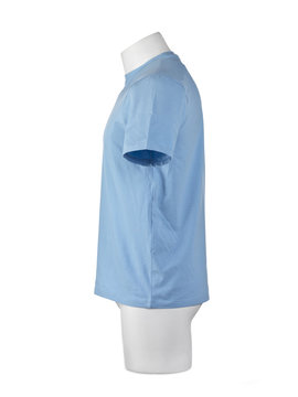 mannequin with sky blue t-shirt