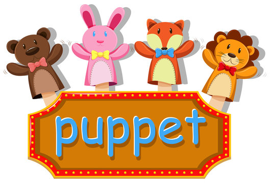 Animals puppets with sign