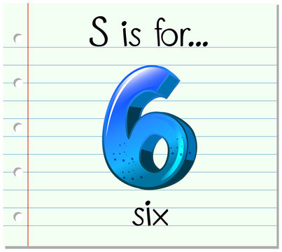Flashcard letter S is for six