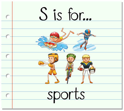 Flashcard letter S is for sports