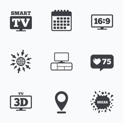 Smart TV mode icon. 3D Television symbol.