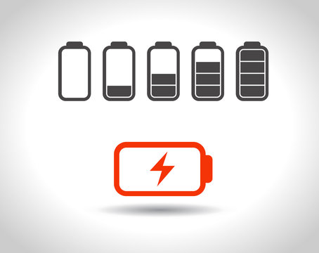 Iconы battery with a charge level raster Vector