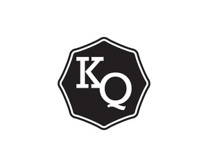 KQ retro initial monogram letter logo. vintage label typography.