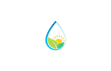 water drop sun leaf logo