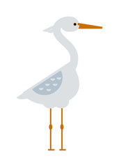 Stork standing and flying sarus crane grus  cartoon cute animal lovely bird vector. 
