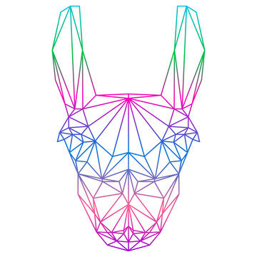 polygonal abstract gradient colored llama silhouette drawn in one continuous line