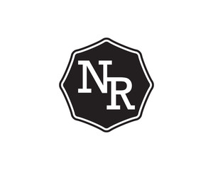 NR retro initial monogram letter logo. vintage label typography.