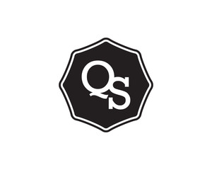 QS retro initial monogram letter logo. vintage label typography.