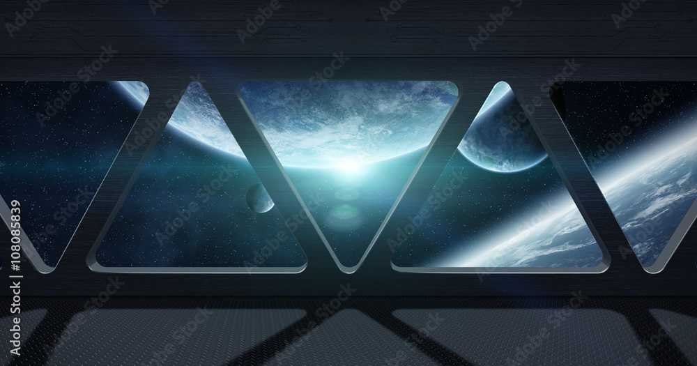 Aufkleber view of outer space from inside a space station