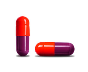 pills closeup on white background