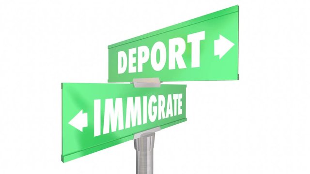Immigrate Vs Deport New Citizens Enter Country Two Way 2 Road Signs