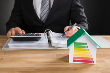 Businessman Calculating Financial Data