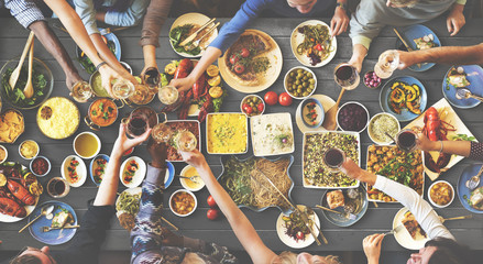Friends Happiness Enjoying Dinning Eating Concept