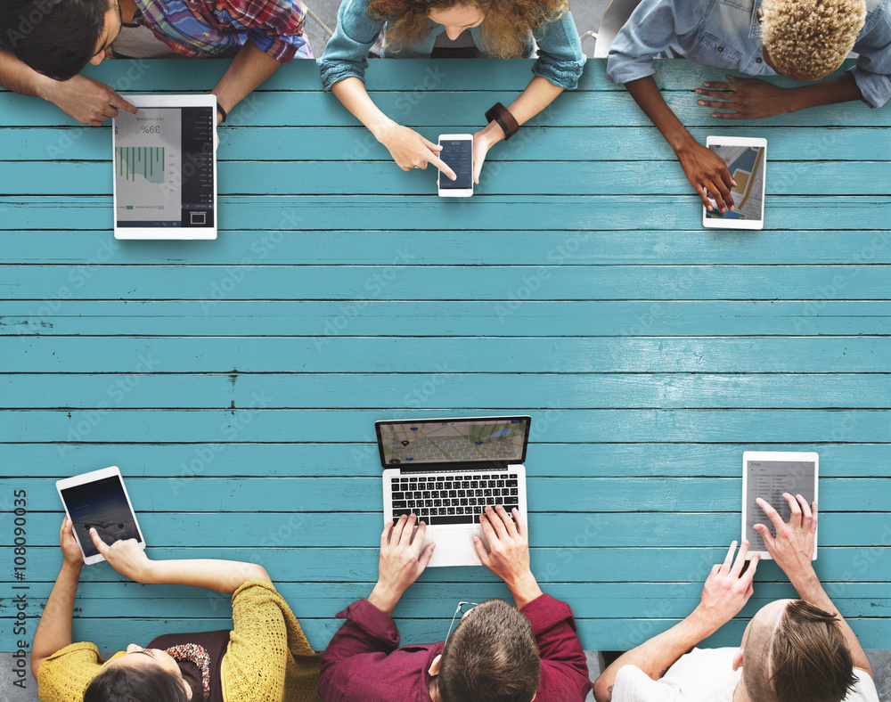 Poster connecting connection digital device wireless concept