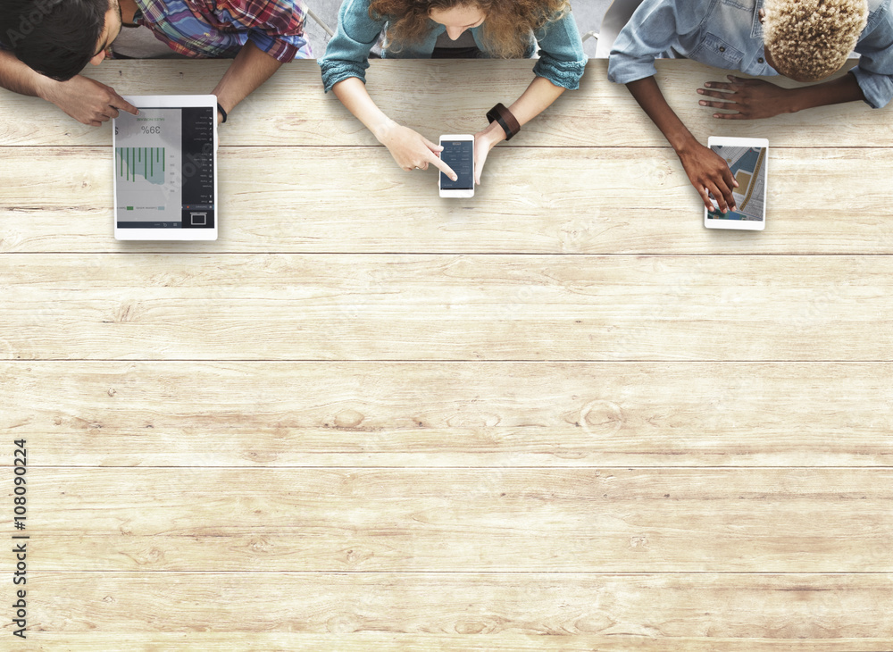 Poster connecting connection digital device wireless concept