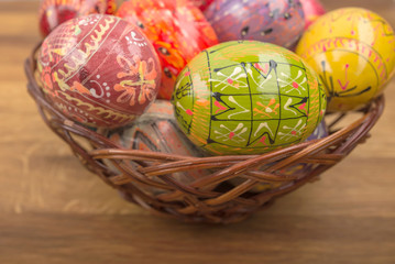 Colorful Easter eggs. Holiday background.