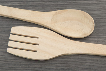 Wooden spoon and fork