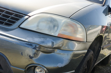 Damaged car close up. Accident concept