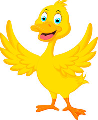 Cute duck cartoon waving