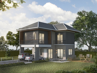 Fototapeta na wymiar 3d rendering beautiful shadow grey house