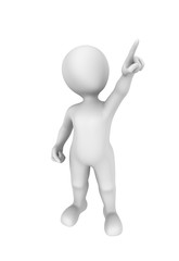 3d man pointing finger up. 