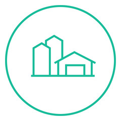 Farm buildings line icon.