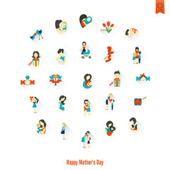 Fototapeta premium Happy Mothers Day Icons