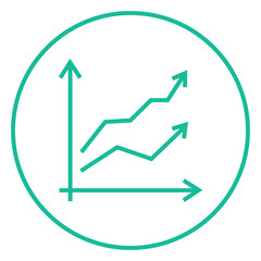 Growth graph line icon.