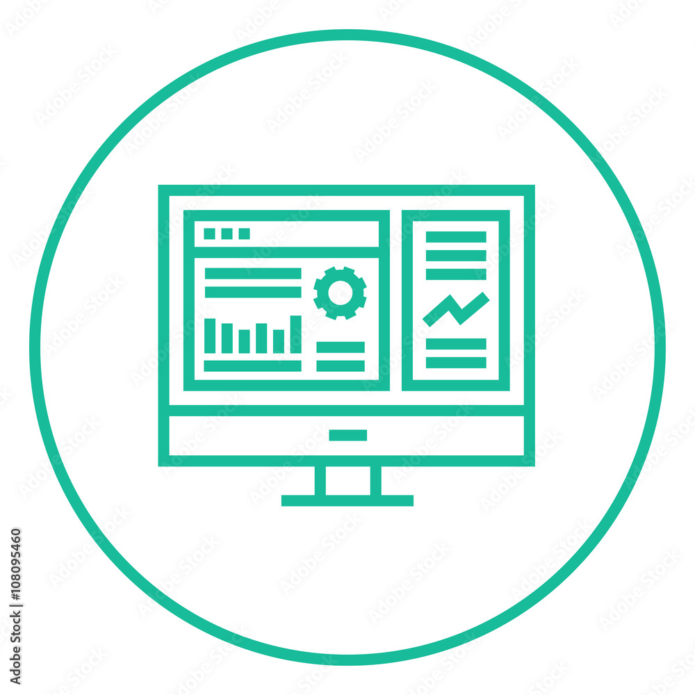 Poster monitor with business graphs line icon.