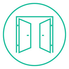 Open doors line icon.