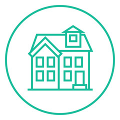 Two storey detached house line icon.