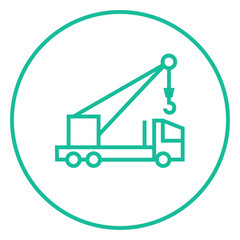 Mobile crane line icon.