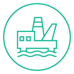 Offshore oil platform line icon.