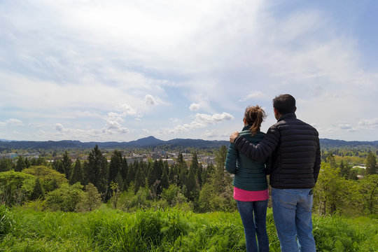 Couple At Viewpoint On Skinner Butte Park