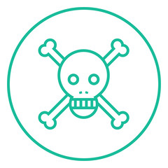 Skull and cross bones line icon.
