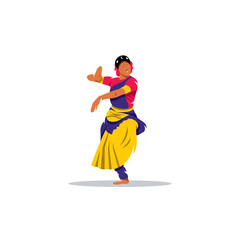 Hindu girl. Brunette indian dancer princess Bollywood style. Vector Illustration.