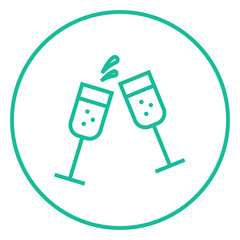 Two glasses of champaign line icon.