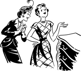 Two Gals With Antique Dresser