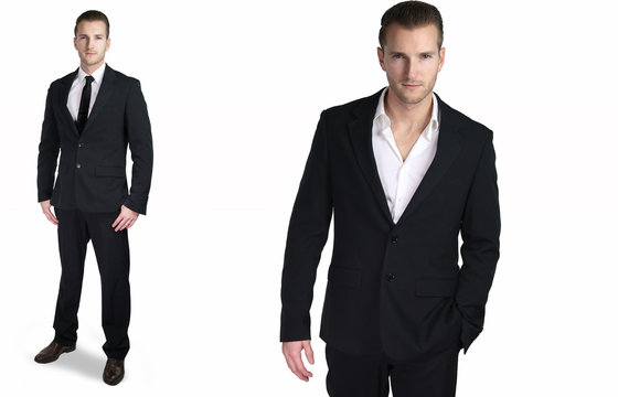 Handsome man wearing a black suit