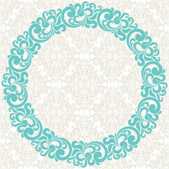 Damask vintage wedding invitation card.
