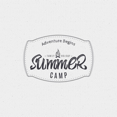 Summer Camp - badge, icon, poster, label, print, stamp, can be used in design and advertising