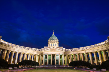 Fototapeta na wymiar Night view of the Kazan Cathedral, St. Petersburg
